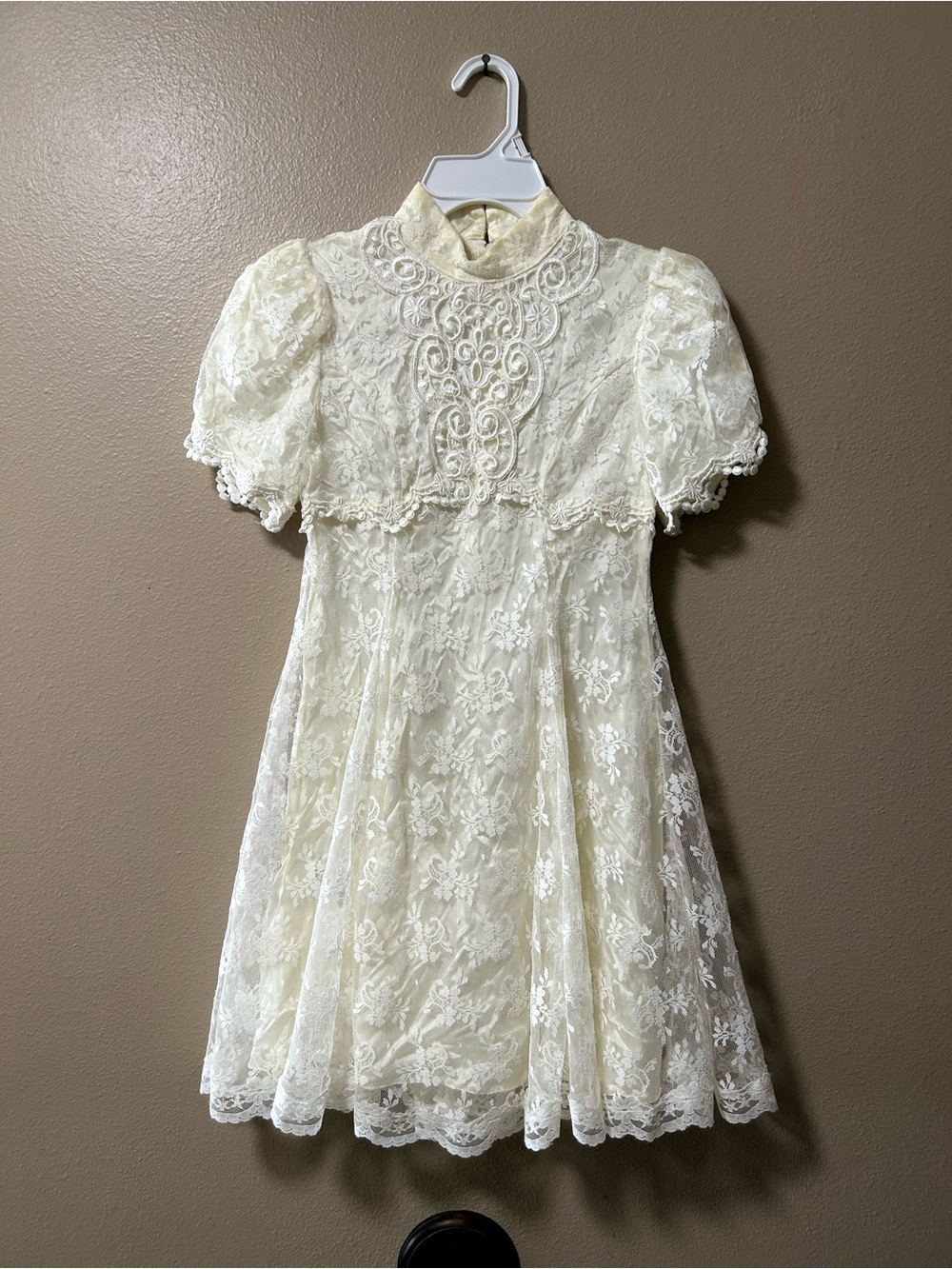 Vtg Jessica McClintock Dress Girls 7-8 Lace Flower Girl Prairie Cottagecore 90s